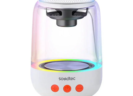 Porodo Soundtec Crystal-Glow Mini Bluetooth Speaker with TWS Pairing | Hands-Free Calls White