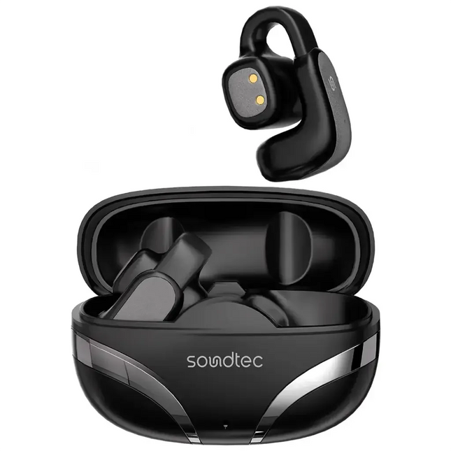 Porodo Soundtec Flexfit Open-Ear Clip-On Wireless Earbuds Black