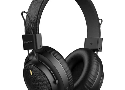 Porodo Soundtec Leather-Finish Wireless Stereo Headphone Black