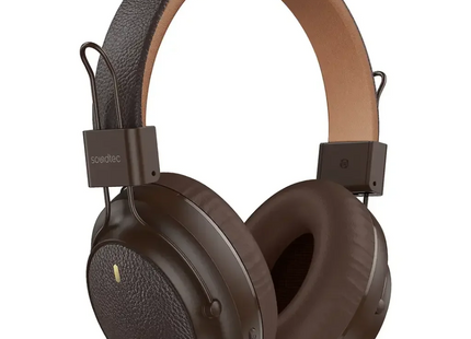 Porodo Soundtec Leather-Finish Wireless Stereo Headphone Brown