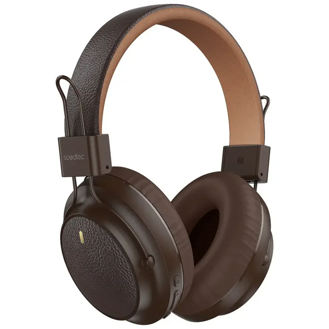 Porodo Soundtec Leather-Finish Wireless Stereo Headphone Brown
