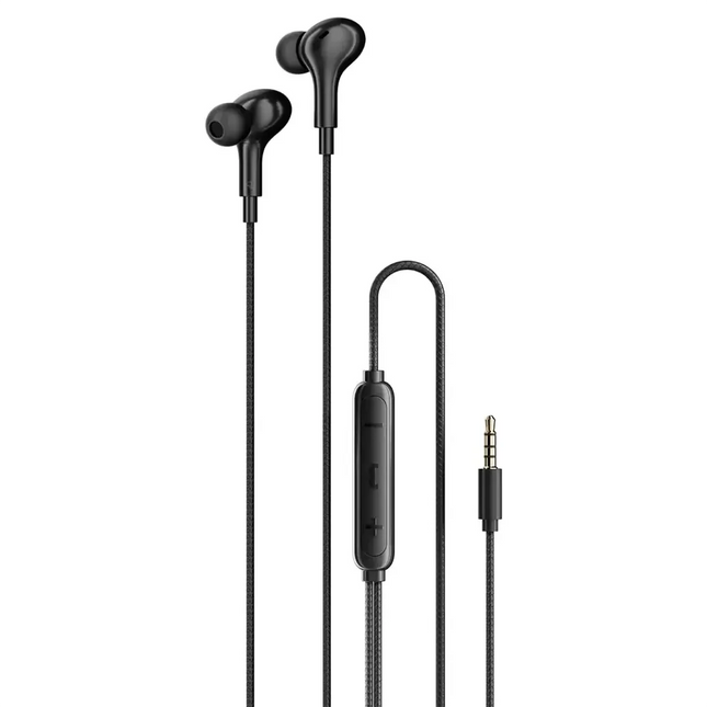 Porodo Soundtec Stereo Bass 3.5mm Wired Earphones Black