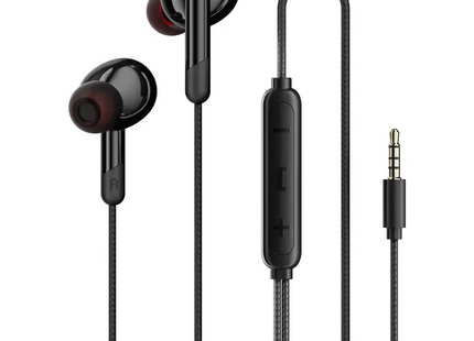 Porodo Soundtec Stereo Bass 3.5mm Wired Earphones Black