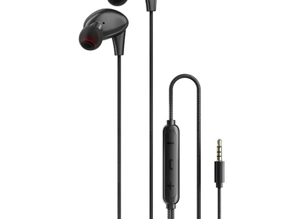 Porodo Soundtec Stereo Bass 3.5mm Wired Earphones Black