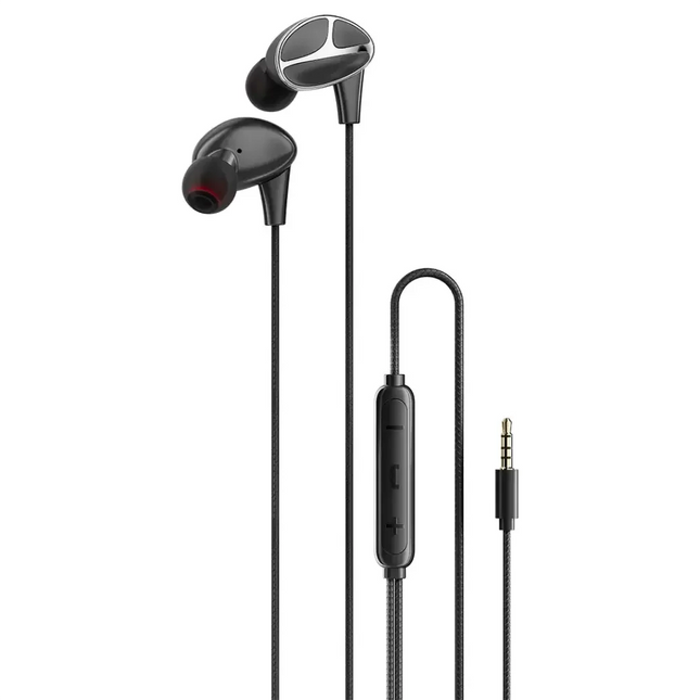 Porodo Soundtec Stereo Bass 3.5mm Wired Earphones Black