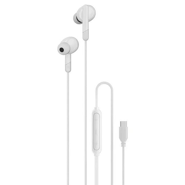 Porodo Soundtec Stereo Bass Type-C Wired Earphones White
