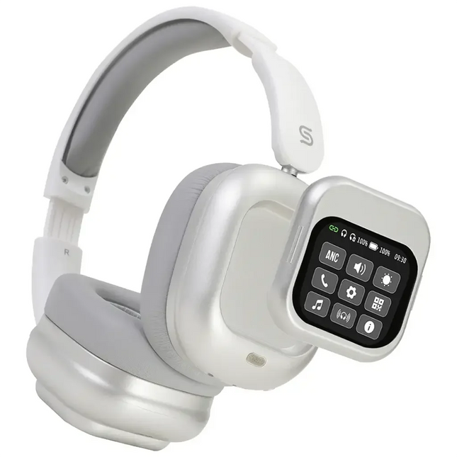 Porodo Soundtec Touchwave ANC Headphone With Detachable Touch Screen White