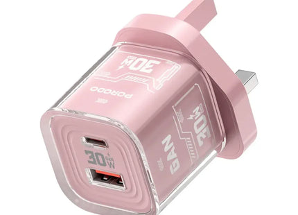 Porodo Tezclarte Quick Wall Charger Dual-Port Fast Charging Pink