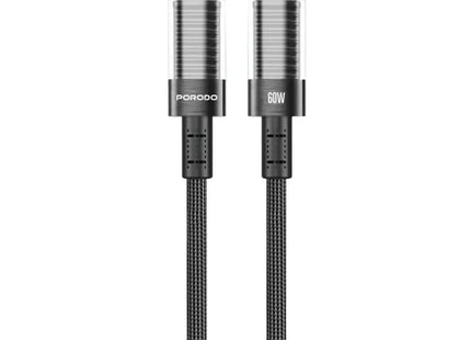 Porodo Transparent Shell USB-C To USB-C Cable Black