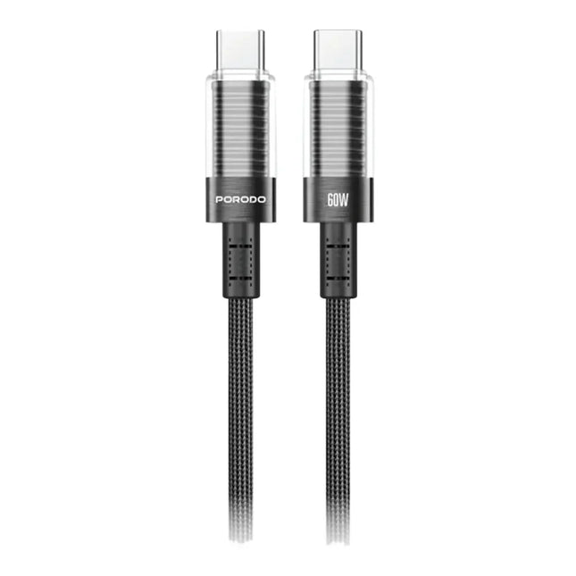 Porodo Transparent Shell USB-C To USB-C Cable Black
