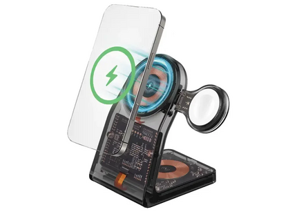 Porodo Transparent Shell Wireless Charging Stand Black