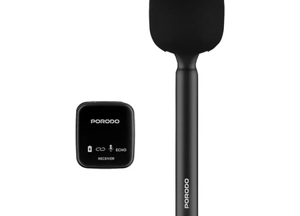 Porodo Two-Device Connect Handheld Lavalier Microphone Black