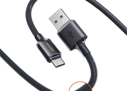 Porodo USB-A TO USB-C Braided Cable Black