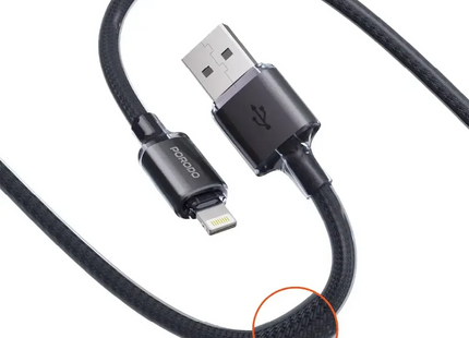 Porodo USB-A To Lightning Braided Cable Black