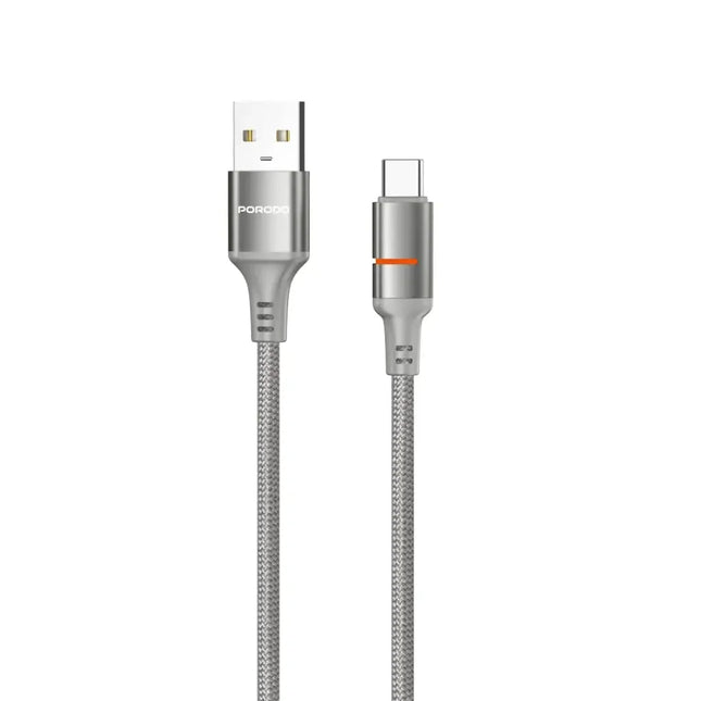Porodo USB-A To USB-C LED Light Cable Grey