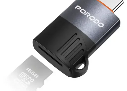 Porodo USB-C | OTG TF Card Reader Black