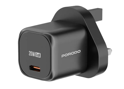 Porodo USB-C Power Delivery GaN Wall Charger UK Black
