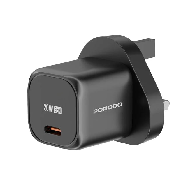 Porodo USB-C Power Delivery GaN Wall Charger UK Black