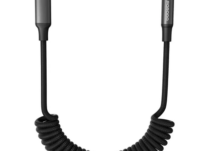 Porodo USB-C To Audio Jack Coiled Aux Cable Tangle-Free Design Black