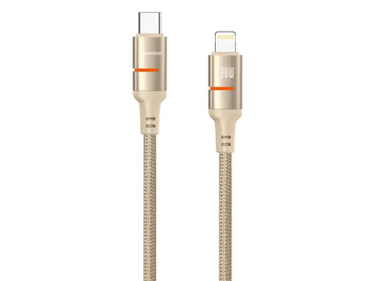 Porodo USB-C To Lightning LED Light Cable Desert Titanium