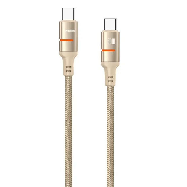 Porodo USB-C To USB-C LED Light Cable Desert Titanium