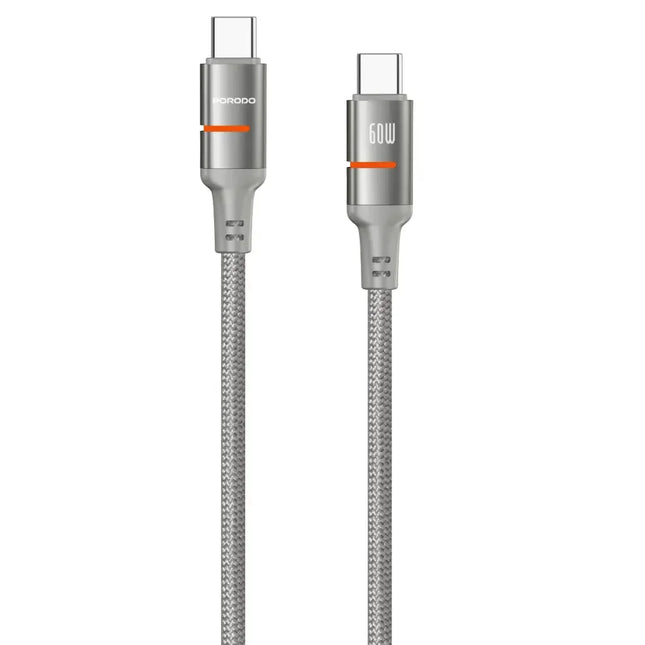 Porodo USB-C To USB-C LED Light Cable Grey