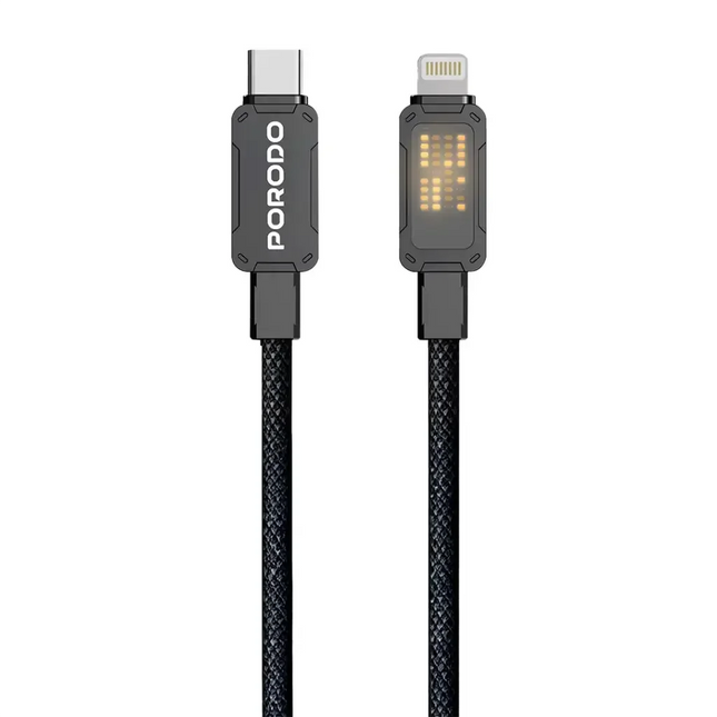 Porodo USB-C to Lightning Braided Cable Black