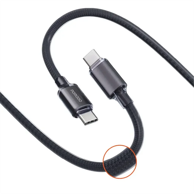 Porodo USB-C to USB-C Braided Cable Black