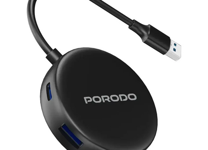Porodo USB 3.0 Multi-Port Hub Black