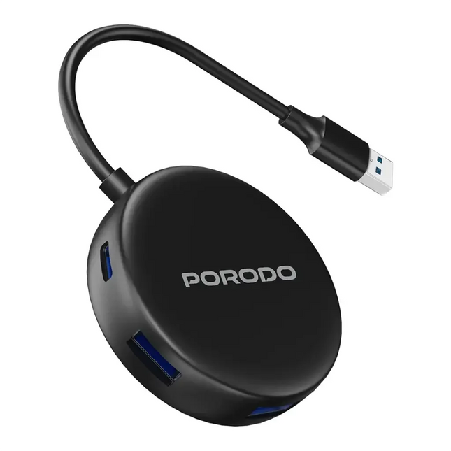Porodo USB 3.0 Multi-Port Hub Black