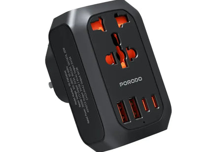 Porodo Universal AC Adapter Multi-Device Charging EU Plug Black