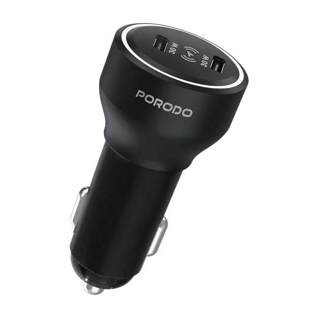 Porodo Velano Car Charger Dual USB-C Ports Black