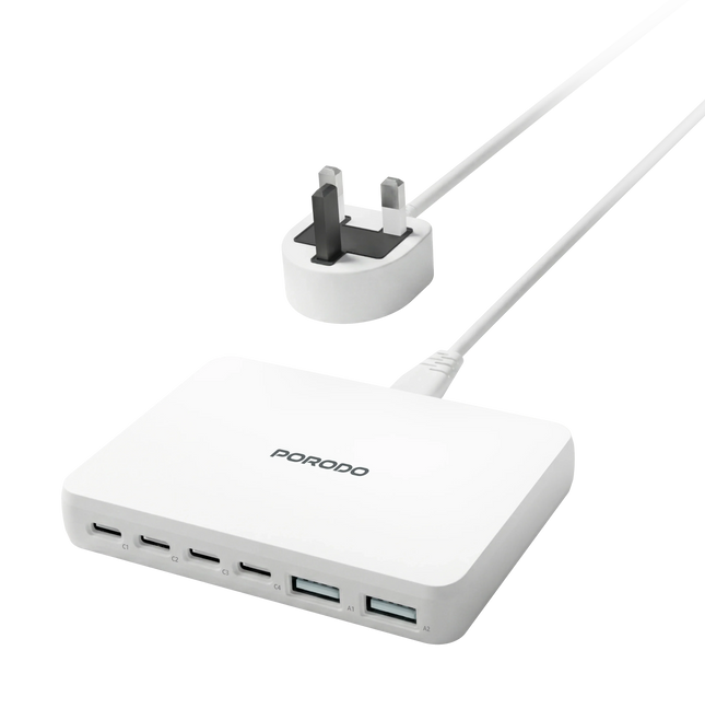 Porodo Velora USB Multi-Port Fast Charger White