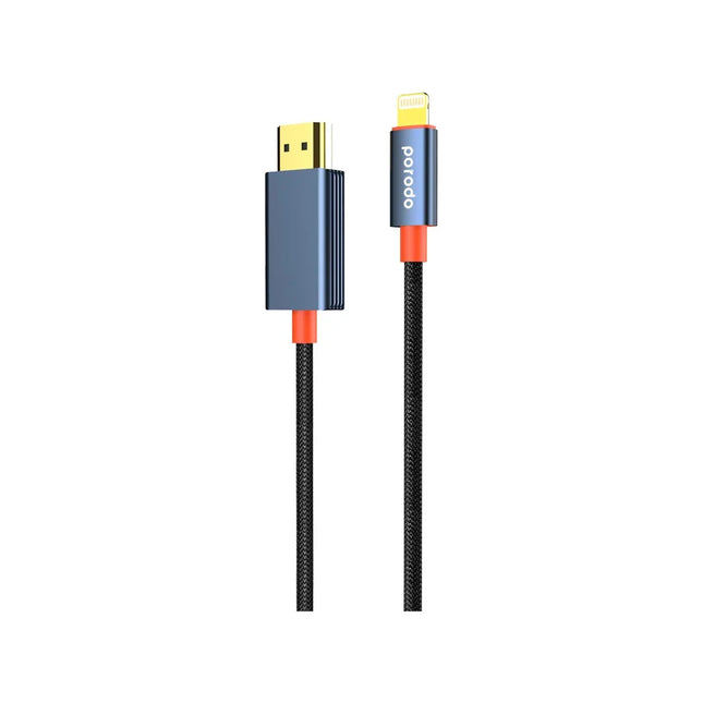 Porodo Woven Cable Lightning to HDMI Black