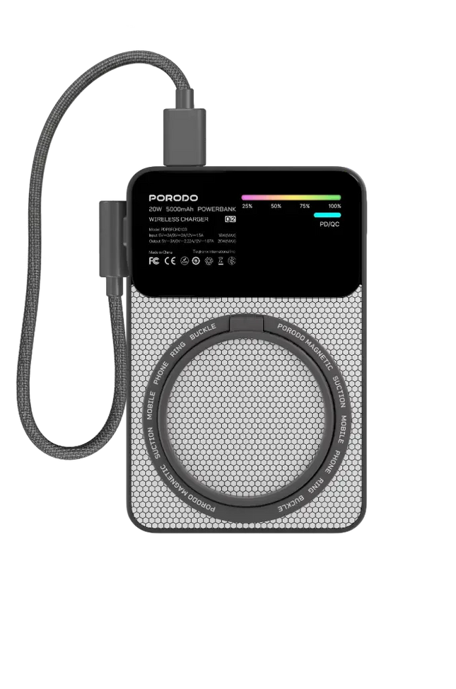 Porodo Yas 5000mAh Power Bank Magsafe Charging Gray