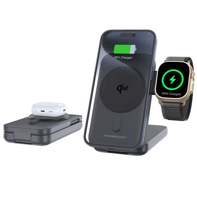 Powerology 10000mAh Qi2 - 15W iPh16 Magsafe Power Bank - Watch Charge