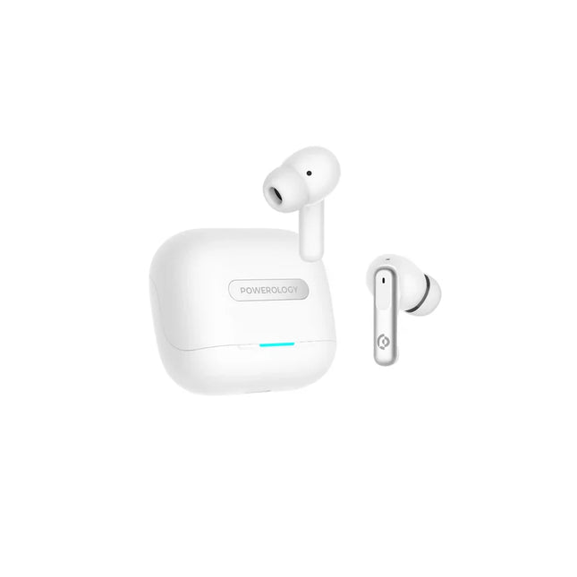 Powerology 6 Mic Hybrid ANC + ENC True Wireless Buds White