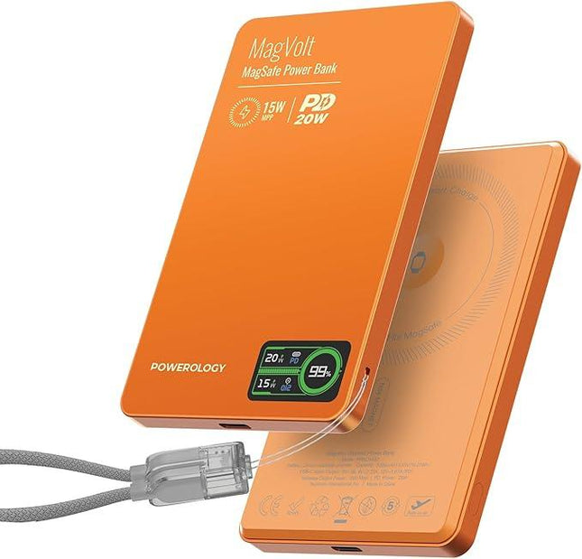 Powerology MagVolt 5000mAh Magnetic Power Bank Orange