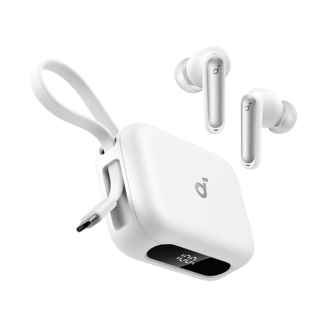 Soundcore P41i Adaptive Noise Cancelling Earbuds with Built-In Portable USB-C Phone Charging White