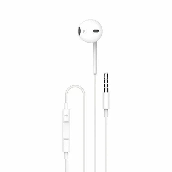 Soundtec By Porodo Mono/Single Earphone 3.5mm Aux Connectore With 3-Button Controls White