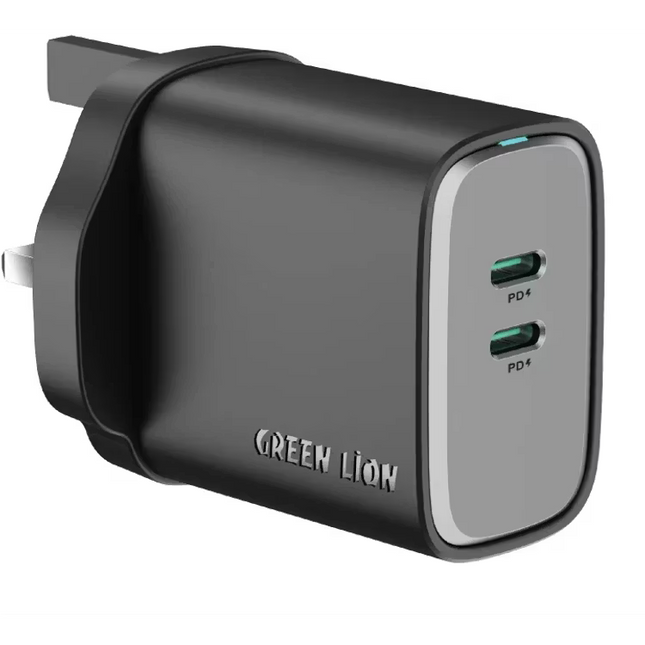 Green Lion Supra 45W UK GaN Wall Charger 2 USB-C Ports